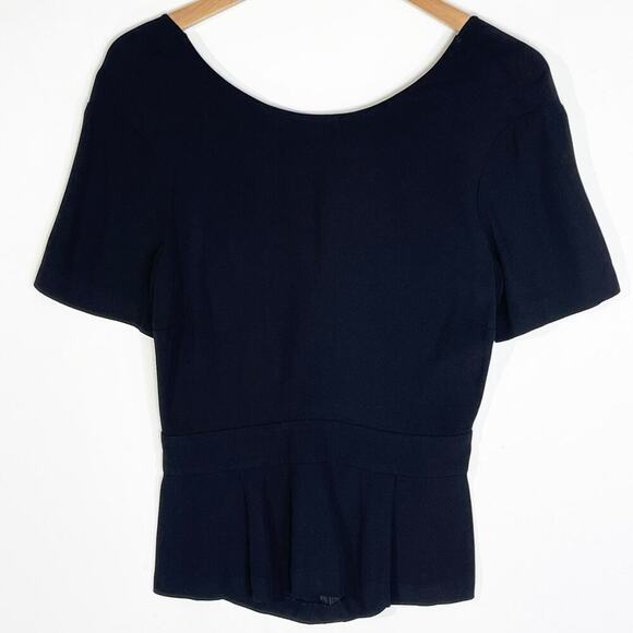 A.L.C Women’s Black Short Sleeve Tie back peplum top size 8 - Picture 1 of 5